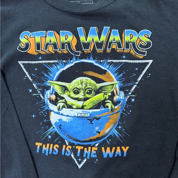 Genuine Star Wars Merch YODA Black Kids Shirt XL 18-20 Long Sleeve - Picture 2 of 6